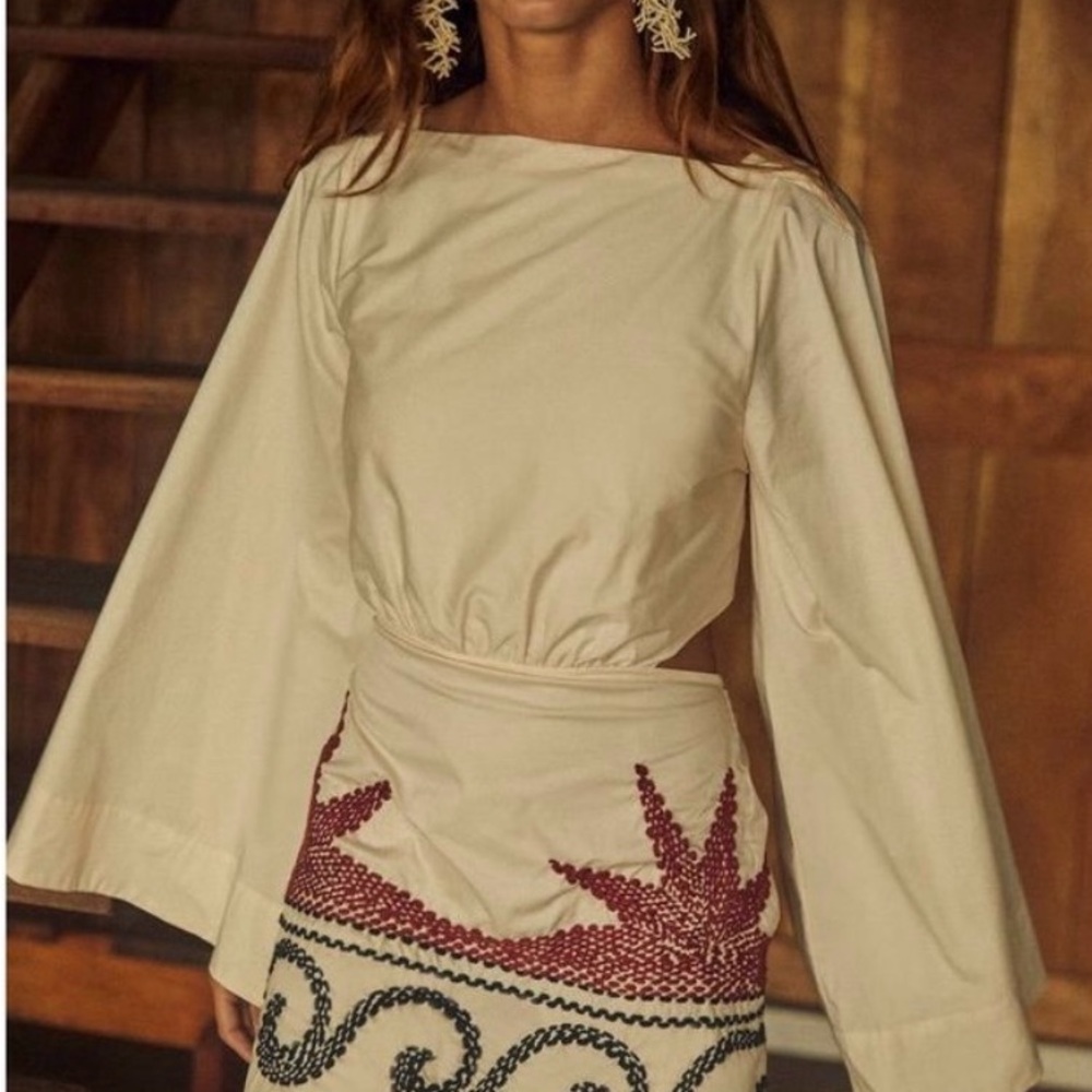 Johanna Ortiz Cream and Red Mini Dress